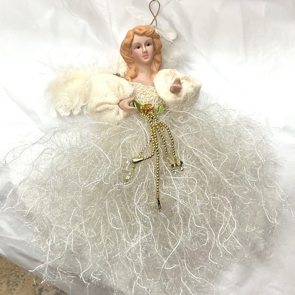 Vintage Victorian Angel Ornament Set of 7 – Feather Skirt Ladies Christmas Decor - Picture 2 of 16